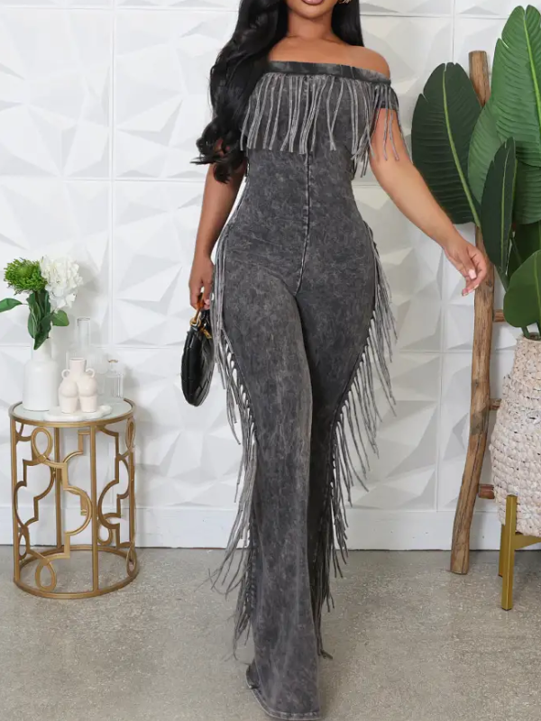 Solid Fringed Jumpsuit