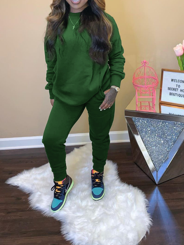 Solid Sweatshirt & Jogger Pants Set