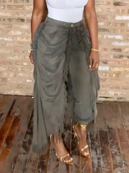 Pleated Tassel Cape Jeans