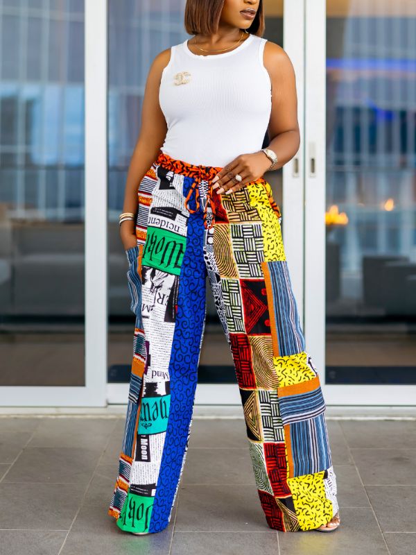 Printed Wide-Leg Pants