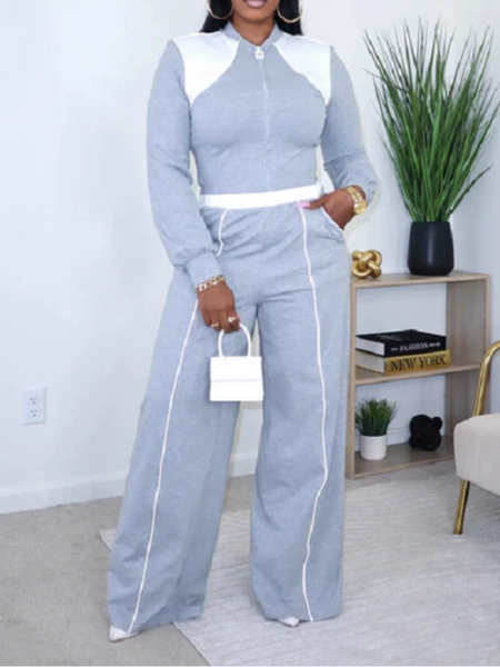 Two-Tone Zip Top & Pants Set