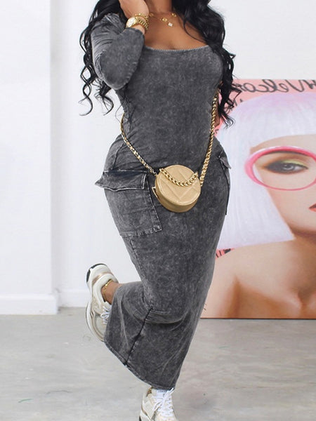 Morchique Printed Slit Cargo Dress