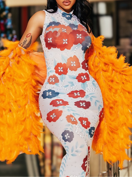 Studded Printed Maxi Dress