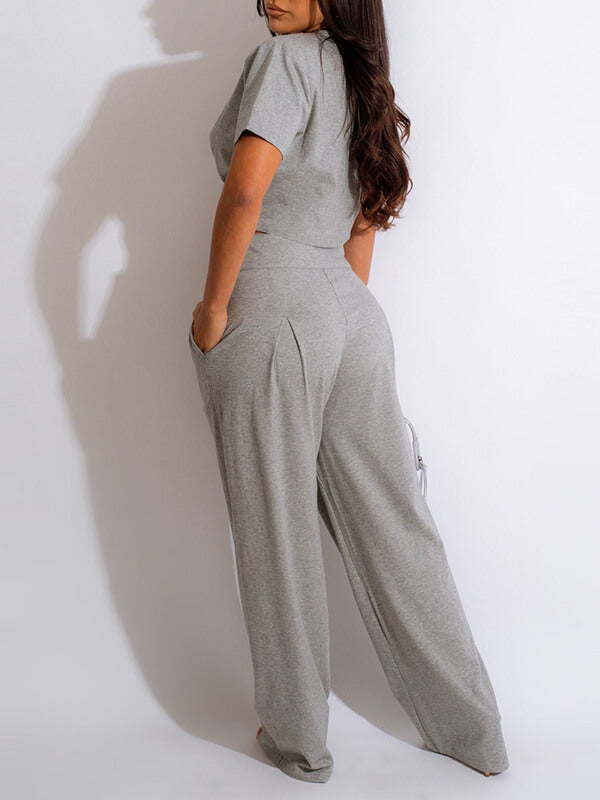 Solid Drawstring Tee & Pants Set