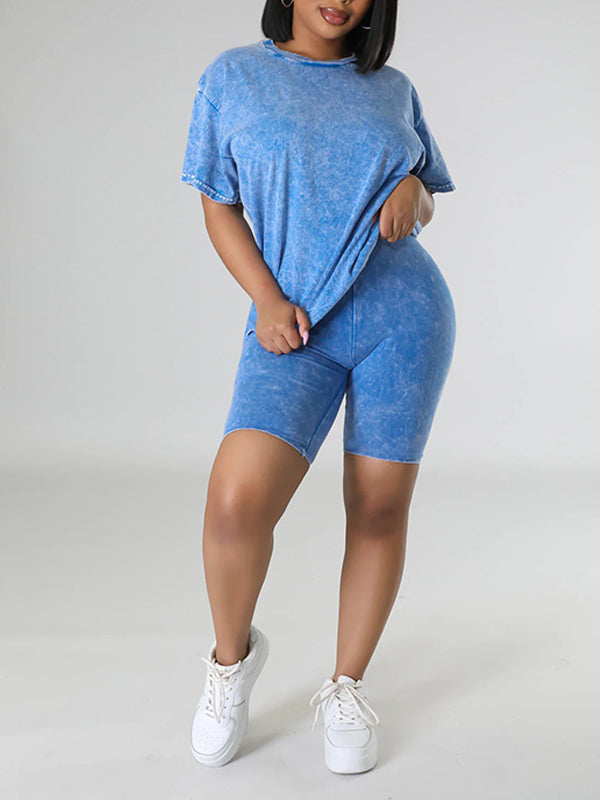 Printed Tee & Biker Shorts Set