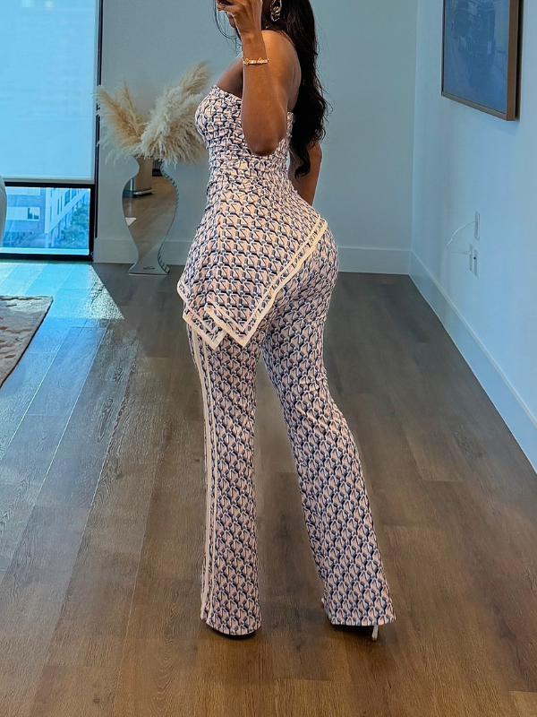 Printed Strapless Jumpsuit