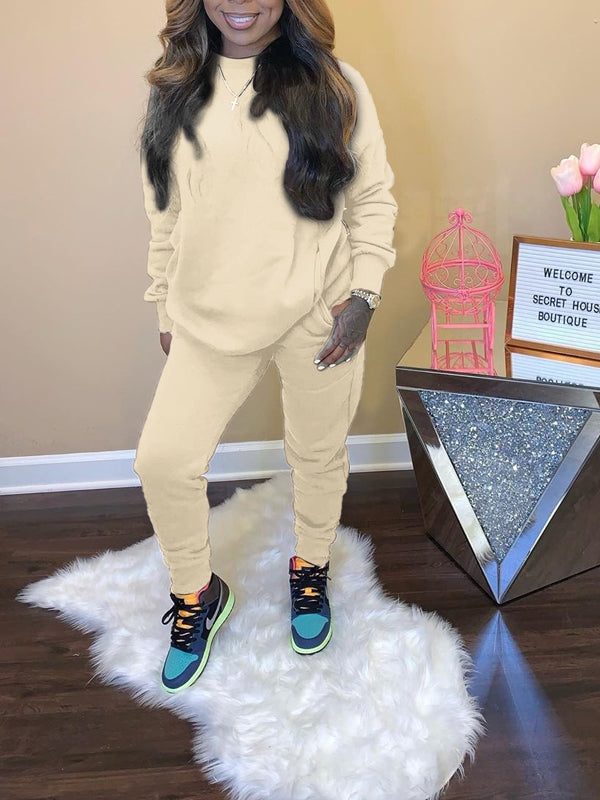 Solid Sweatshirt & Jogger Pants Set