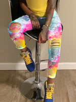 Printed Ripped Jeans