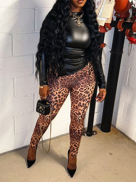 Leopard Skinny Pants