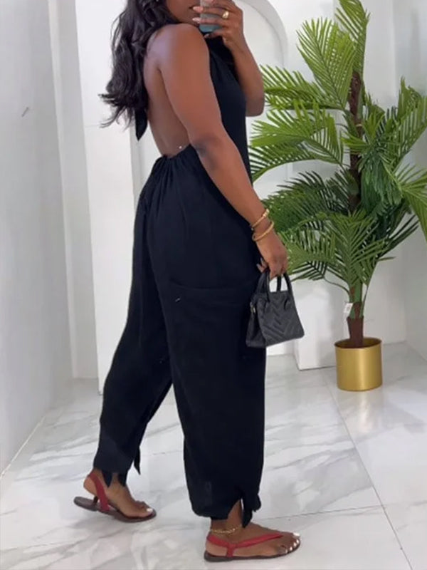 Halter Cargo Jumpsuit