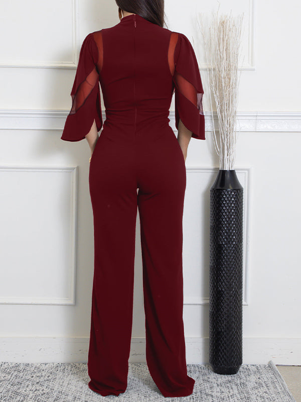 Solid Sheer-Combo Jumpsuit