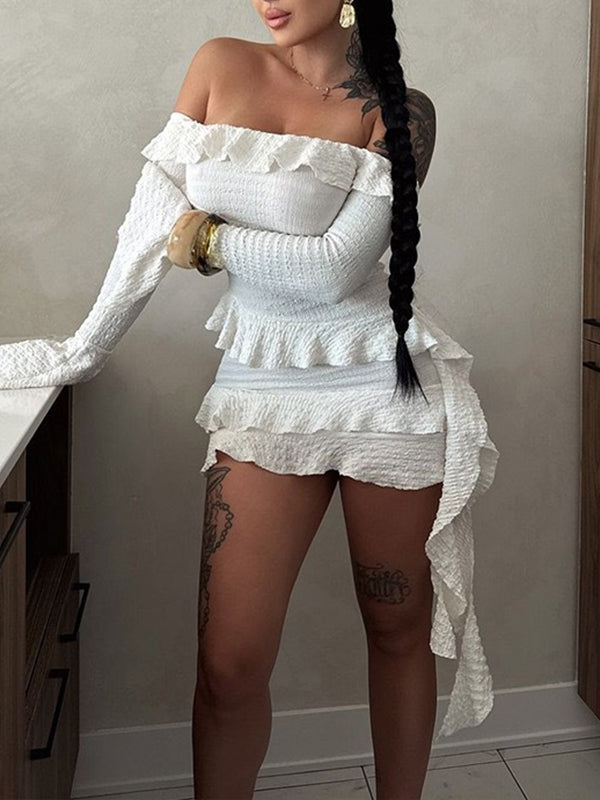 Off-Shoulder Ruffle Mini Dress