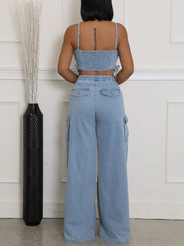Denim Cami Top & Cargo Jeans Set