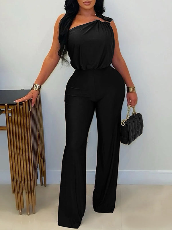 One-Shoulder Sleeveless Jumpsuit