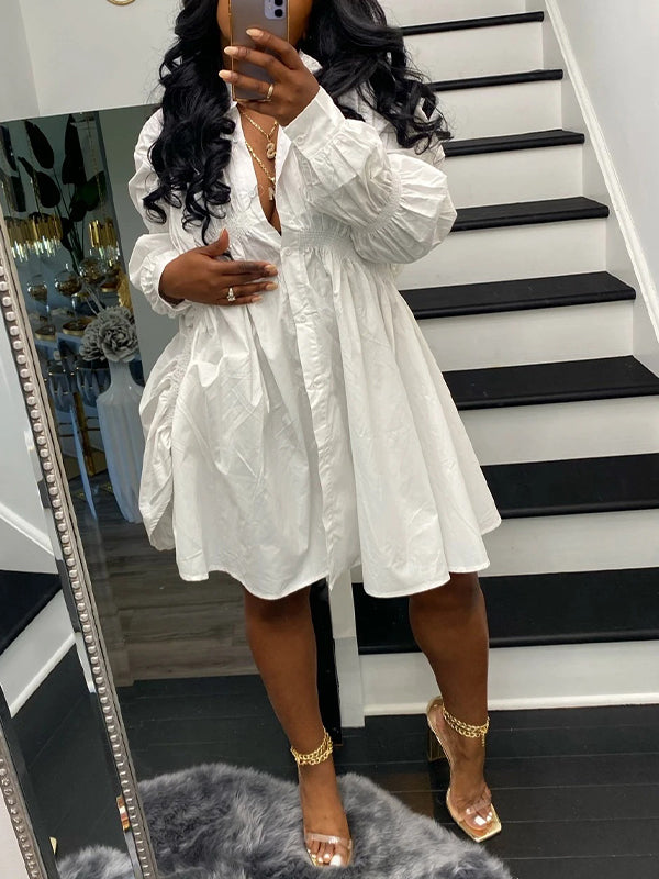 Button Front Ruched Dresses
