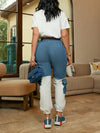Denim-Combo Cargo Pants Set