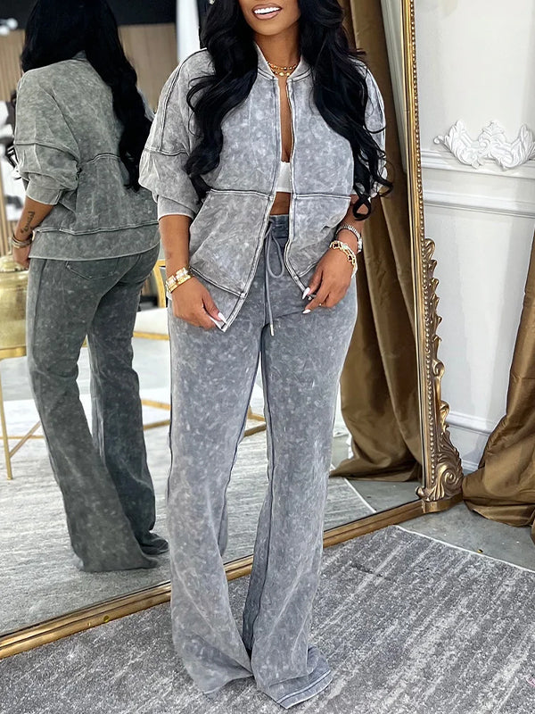 Zip-Front Jacket & Pants Set