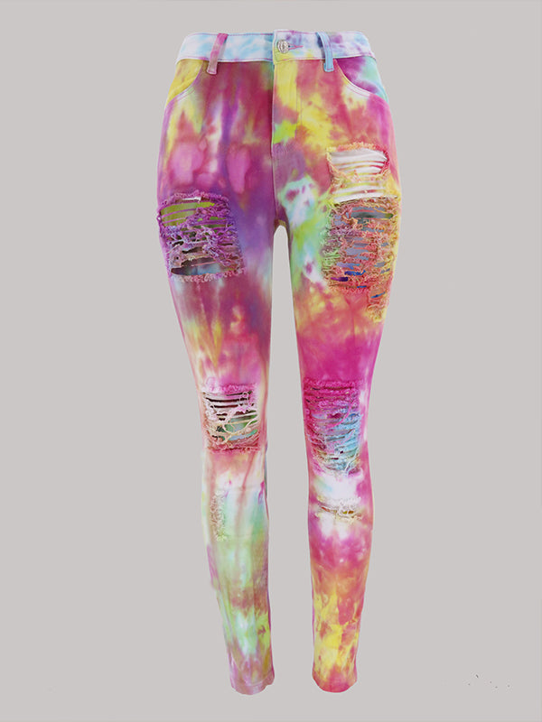Printed Ripped Jeans