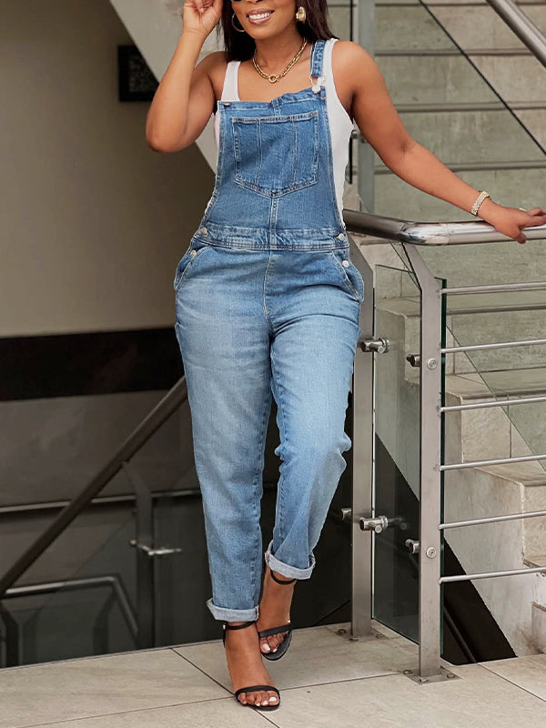 Sleeveless Denim Jumpsuit