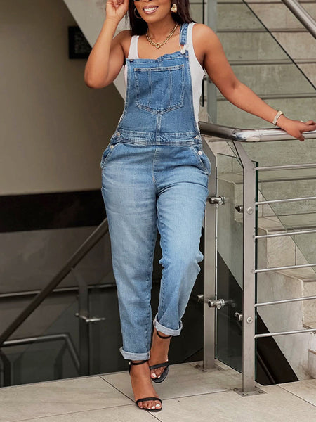 Sleeveless Denim Jumpsuit