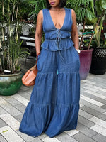 Tied Tank Top & Wide-Leg Pants Set