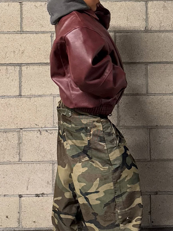 Faux-Leather Zip-Front Jacket