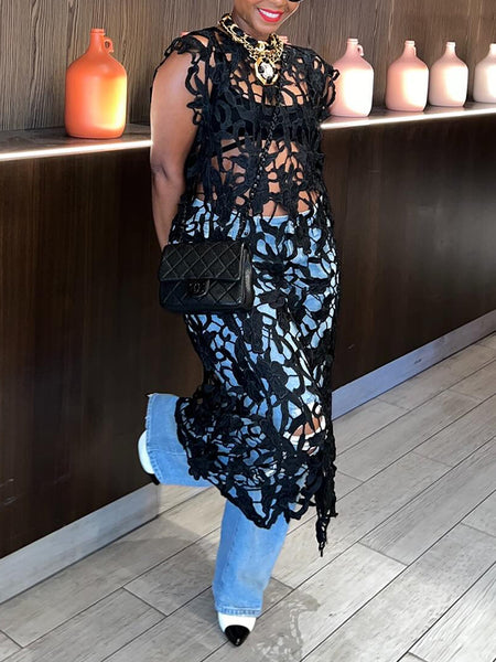 Sleeveless Lace Dress
