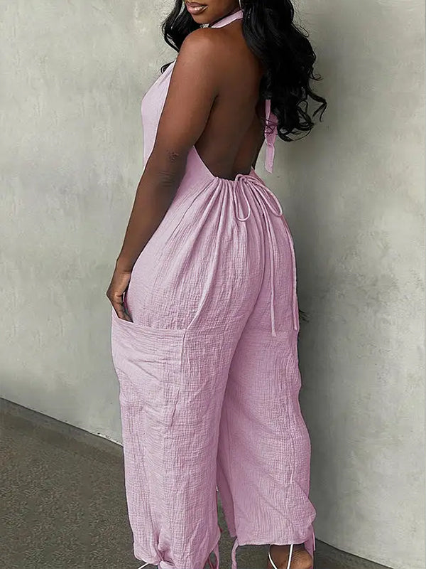 Halter Cargo Jumpsuit