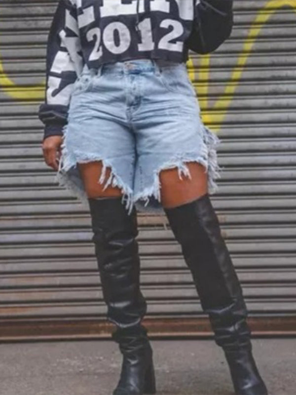 Ripped Denim Shorts