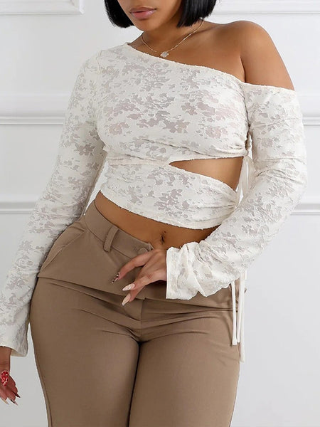 Boat-Neck Cutout Crop Top
