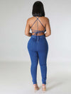 Morchique Sleeveless Tied-Back Denim Jumpsuit