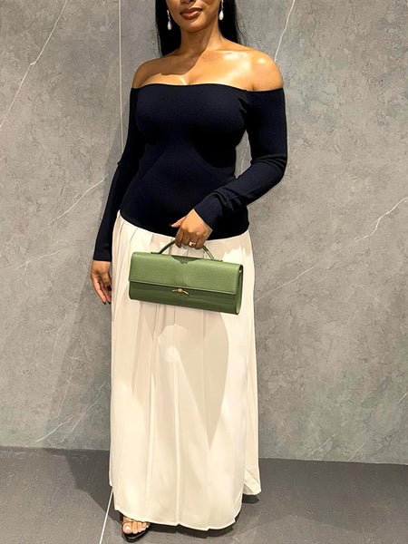 Off-Shoulder Pleated Dress