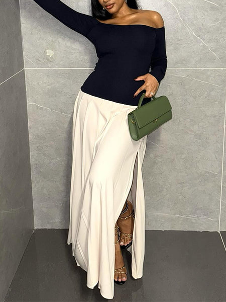 Off-Shoulder Pleated Dress