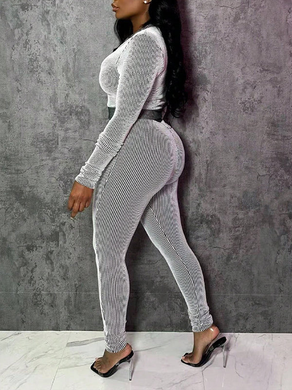 Stripe Zip Top & Pants Set