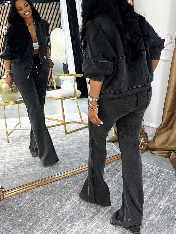 Zip-Front Jacket & Pants Set