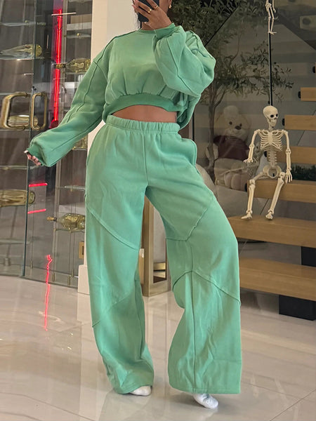Cropped Sweatshirt & Pants Set