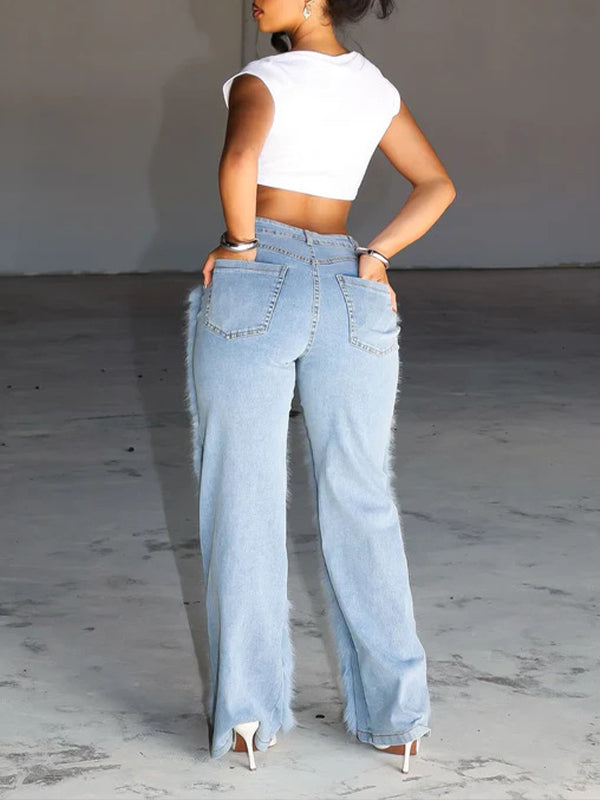 Faux-Fur Combo Jeans