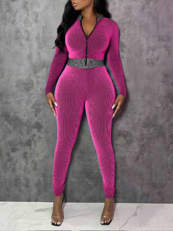 Stripe Zip Top & Pants Set