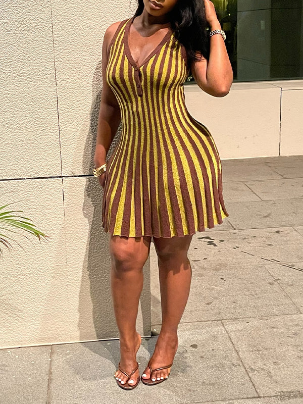 Morchique Stripe Sleeveless Knit Dress