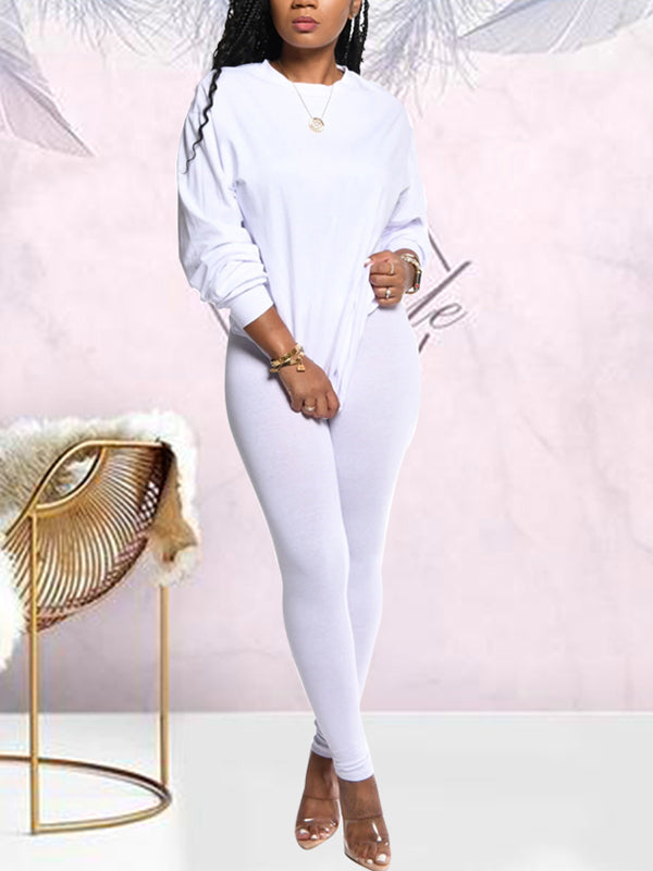 Morchique Solid Sweatshirt & Leggings Set
