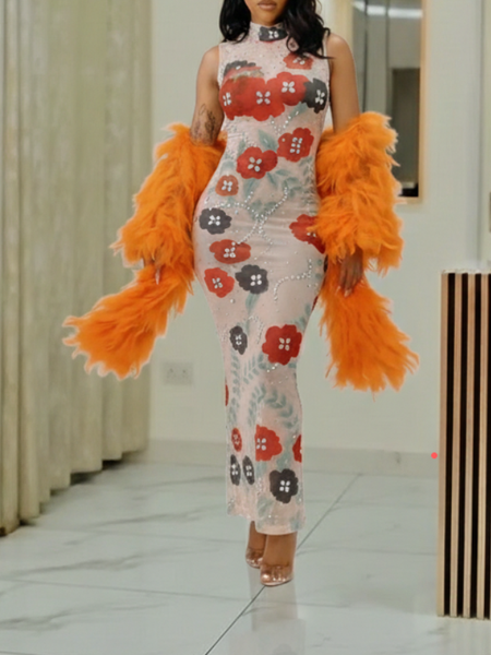 Studded Printed Maxi Dress