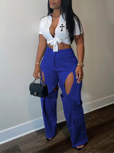 Morchique Solid Cutout Pants