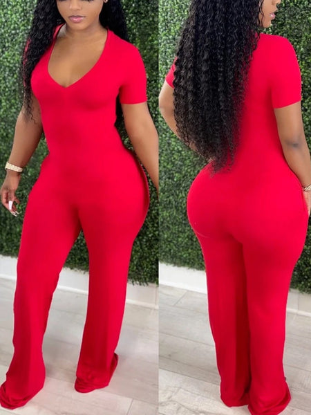 Morchique Solid V-Neck Jumpsuit