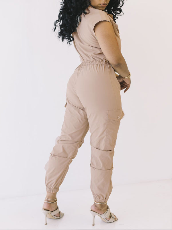 Morchique Button-Front Cargo Jumpsuit