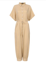 Button-Front Tied Jumpsuit