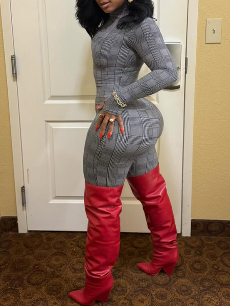 Plaid Skinny Jumpsuit