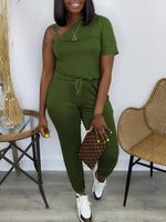 Solid One-Shoulder Jumpsuit
