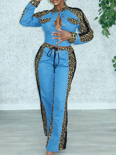 Leopard Combo Pants Set