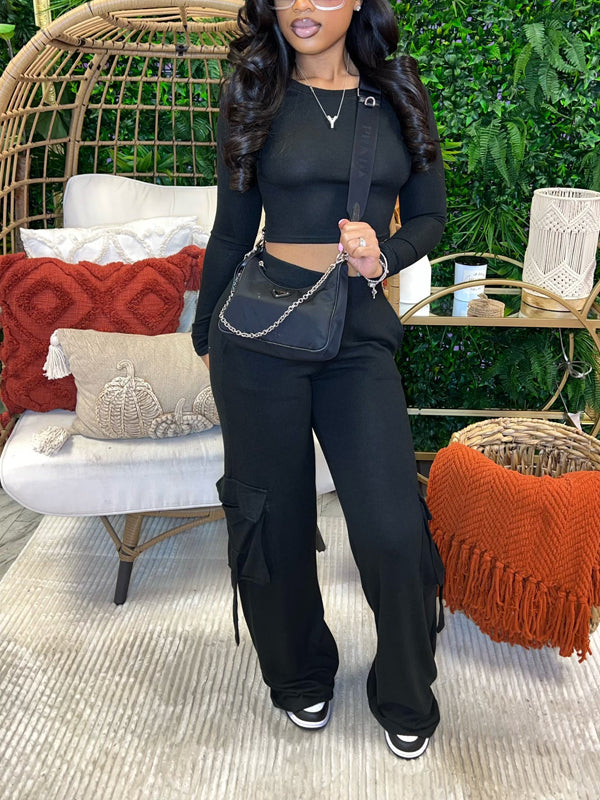 Morchique Solid Sweatshirt & Cargo Pants Set