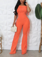 Solid Fringed Jumpsuit